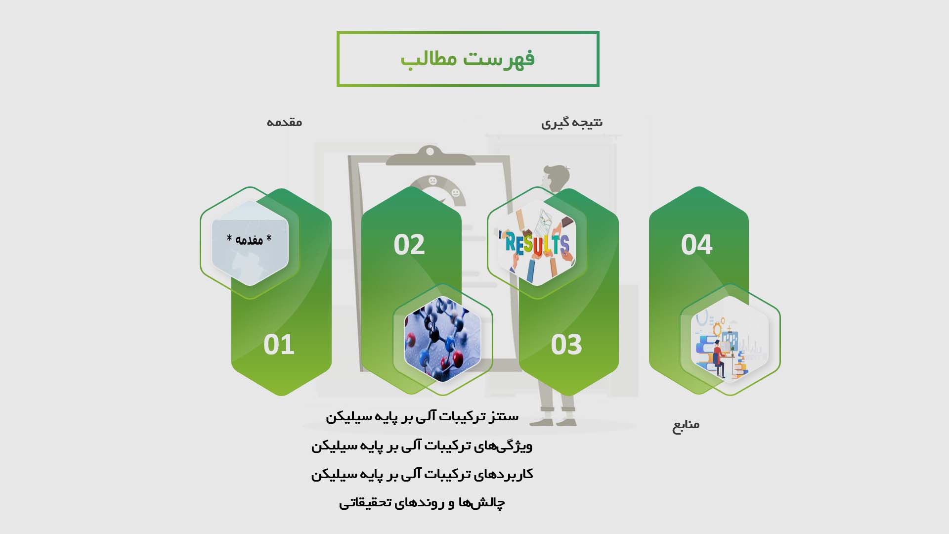 پاورپوینت در مورد سنتز و کاربرد ترکیبات آلی بر پایه سیلیکن